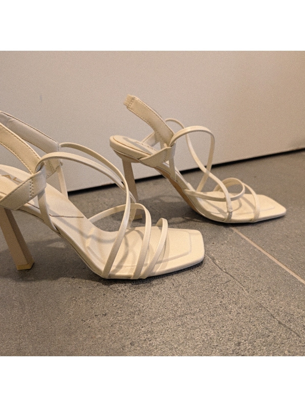 Aldo Ivory Strappy Square-Toe High Heel Sandals